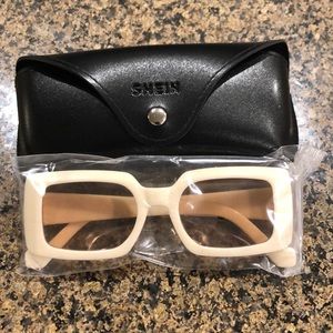 Shein Cream/tan rectangle sunglasses